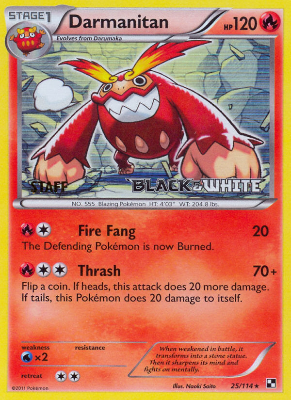 Black & White Holo Darmanitan #25 Staff Prerelease Promo
